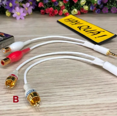  T6-20B​ Jack trung gian 3.5mm ra 2 RCA Female - Adaptor RCA cable - Stereo Male To Dual RCA Female Adaptor 