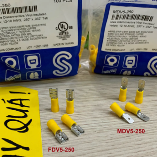 T14-19E (10 cái) Đầu cos dây KST FDV5-250 MDV5-250 - Insulated Terminals 6.5mm