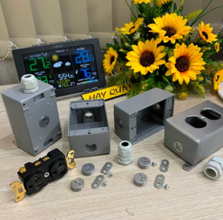 T15-14D Hộp nhôm hợp kim chống nhiễu - Cho ổ cắm nổi hoặc âm tường