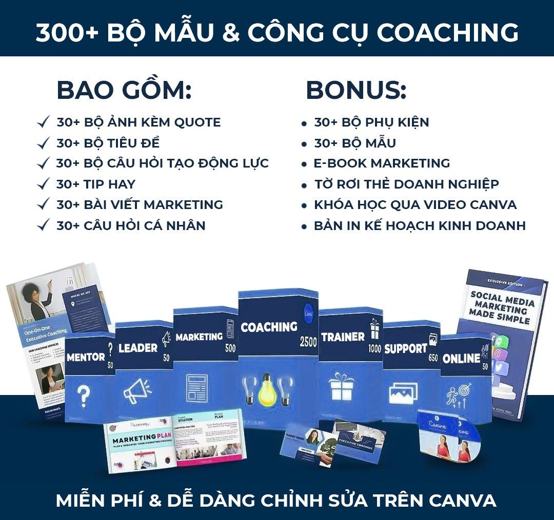  300 template canva dành cho Coaching - Marketing - Bán hàng - Leadership 