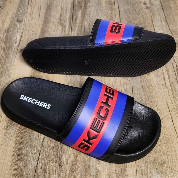 Dép Skechers Unisex Slide BS Black/Red