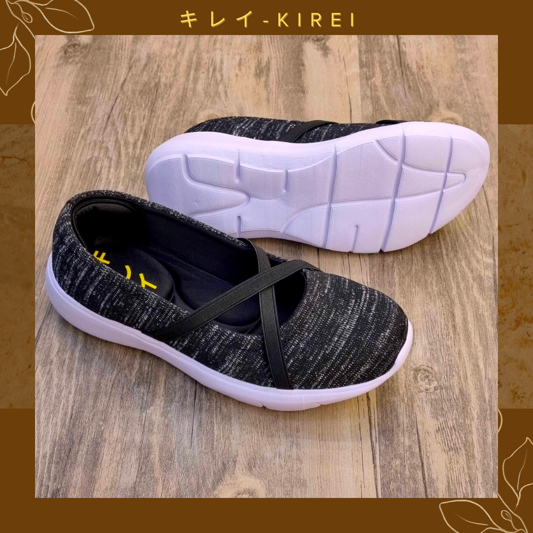 Giày Nhật búp bê Kirei breathable walk straps HD Đen