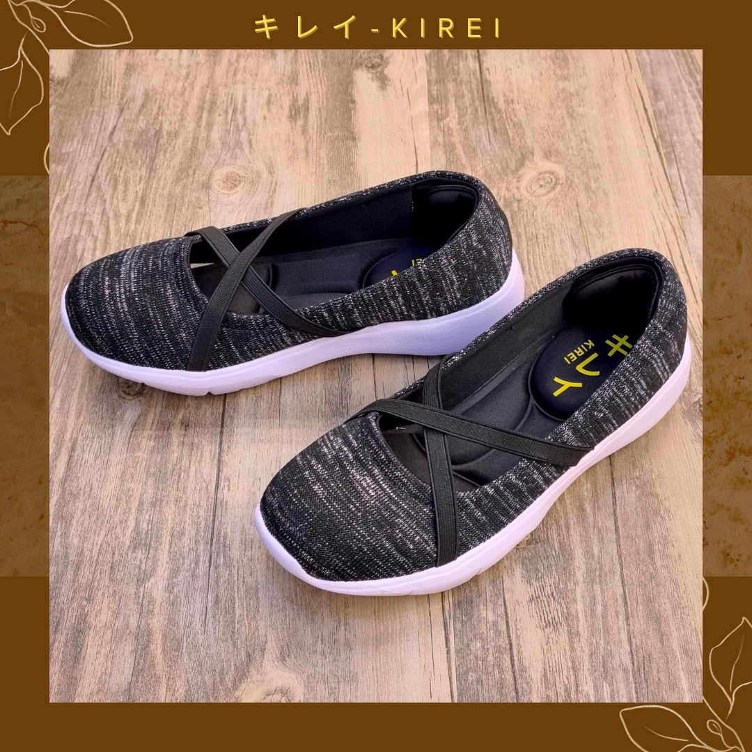 Giày Nhật búp bê Kirei breathable walk straps HD Đen
