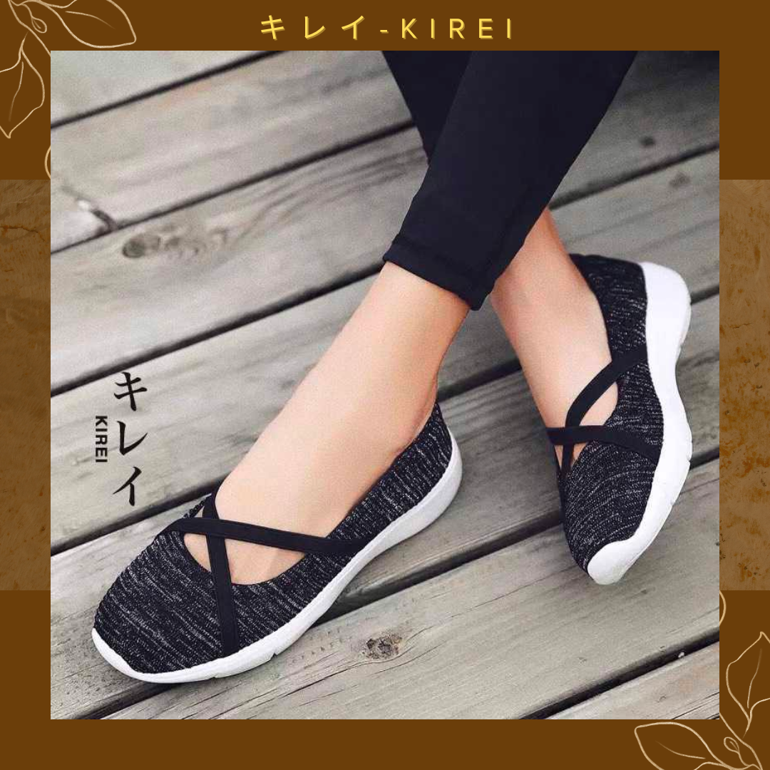Giày Nhật búp bê Kirei breathable walk straps HD Đen