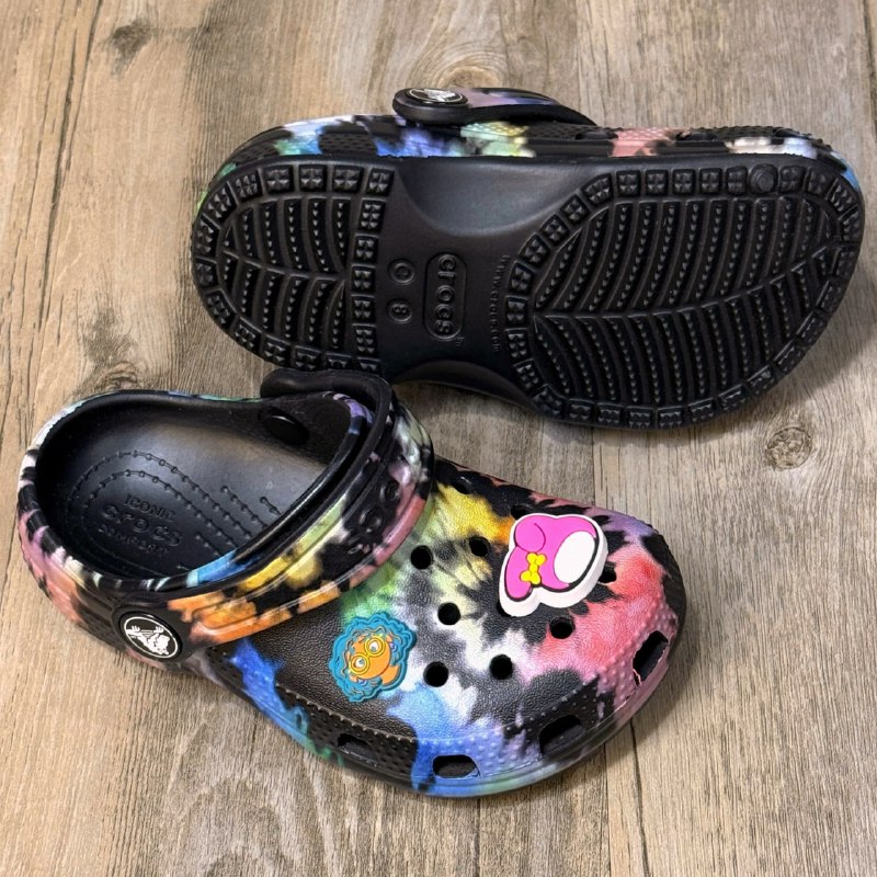 Dép Crocs Kid Classic Clog Loang HN Black