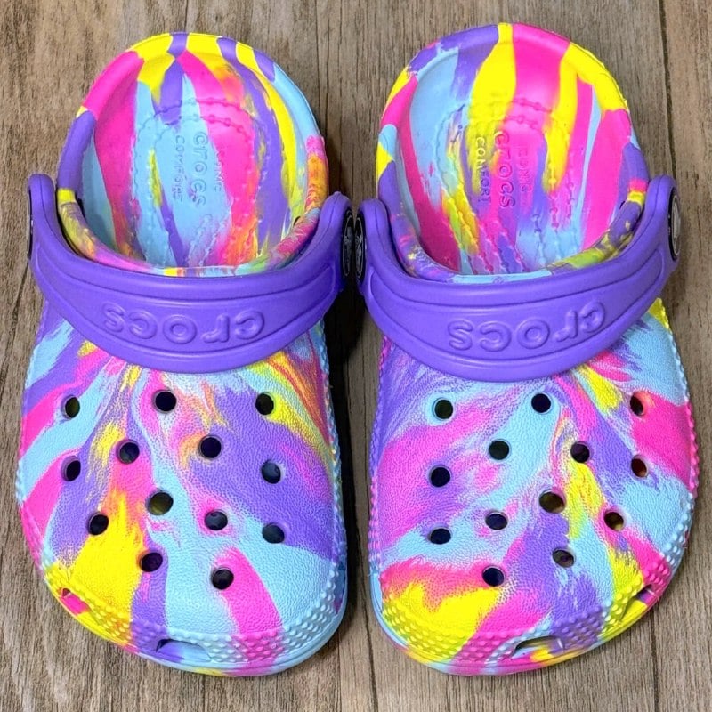 Dép Crocs Kid Classic Clog Loang HN Purple/Pink