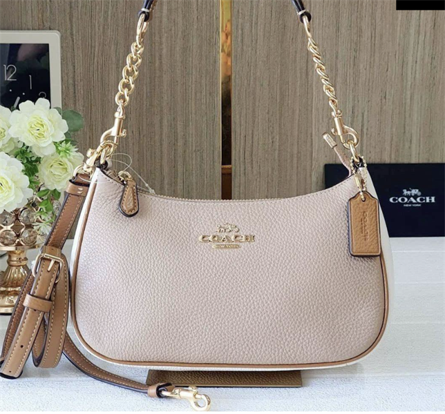 Túi Coach Teri Shoulder DS Pink/White