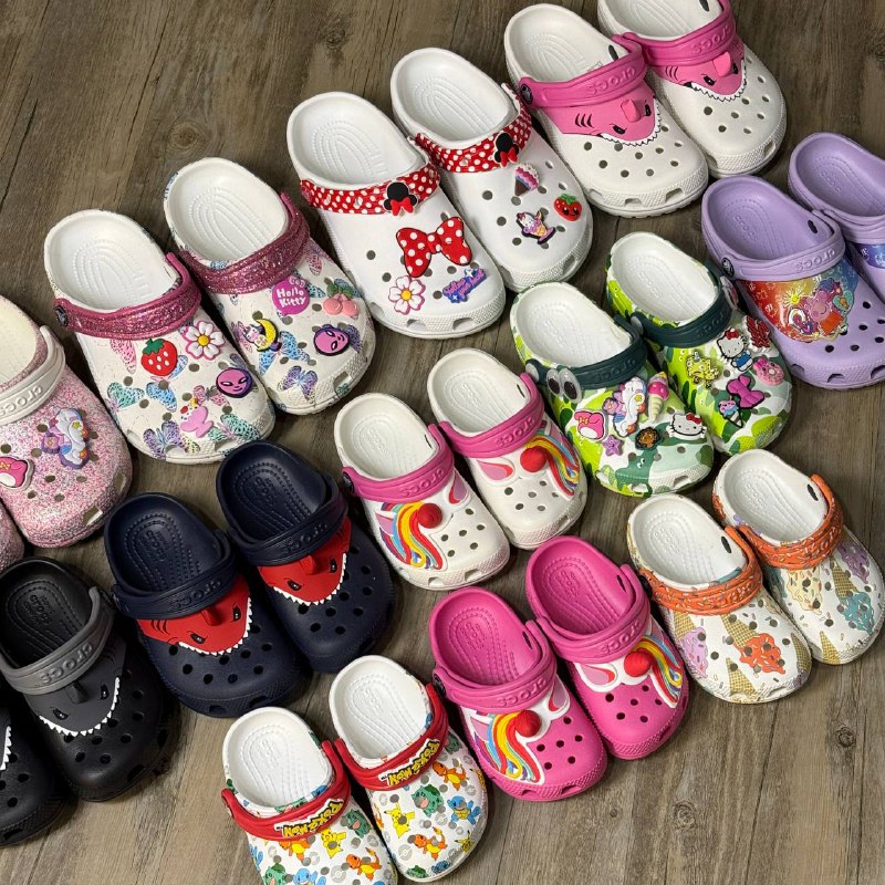 Dép Crocs Kid Clog Glitter HN White/Pink