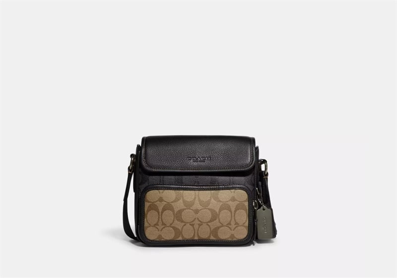 Túi Coach Sullivan Flap Crossbody Bag In Blocked Signature Canvas DS Brown/Black
