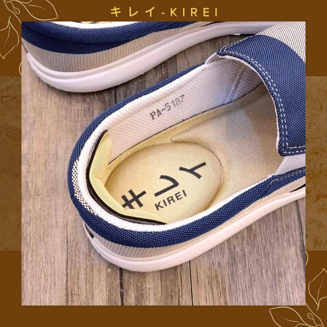 Japanese loafers Kirei walk canvas striped 5187 KH Blue gray 6