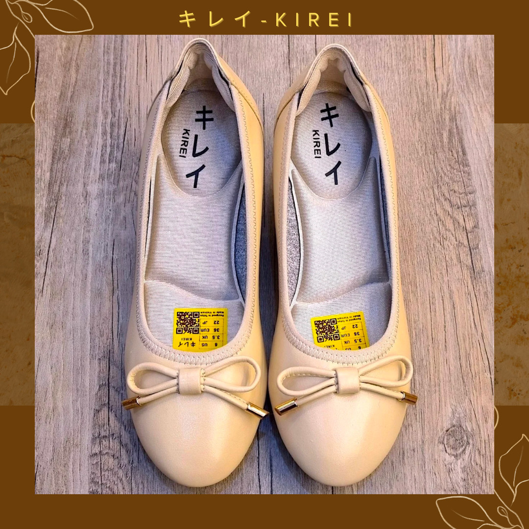 Giày Nhật búp bê xuồng Kirei office ultra 3P HI Kem 9