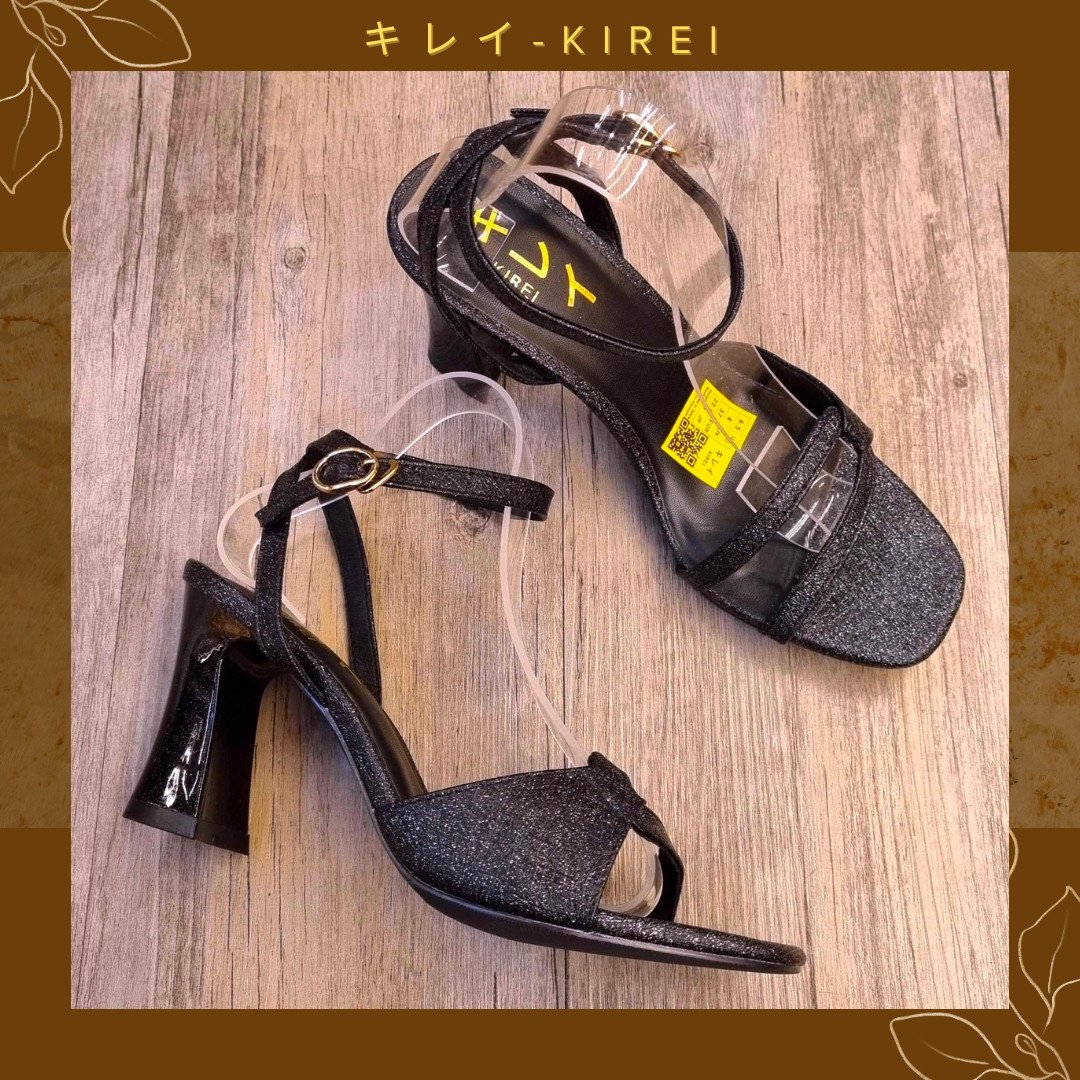 Sandal Nhật cao gót Kirei office quai chéo 8P ZFC Đen