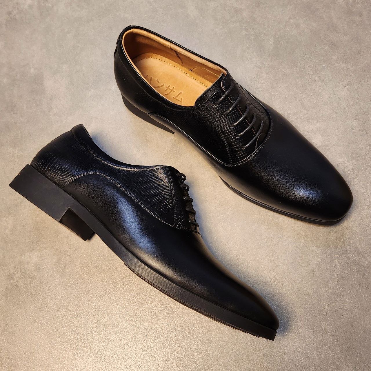 Giày tây Hansamu Emboss Oxford HI Đen