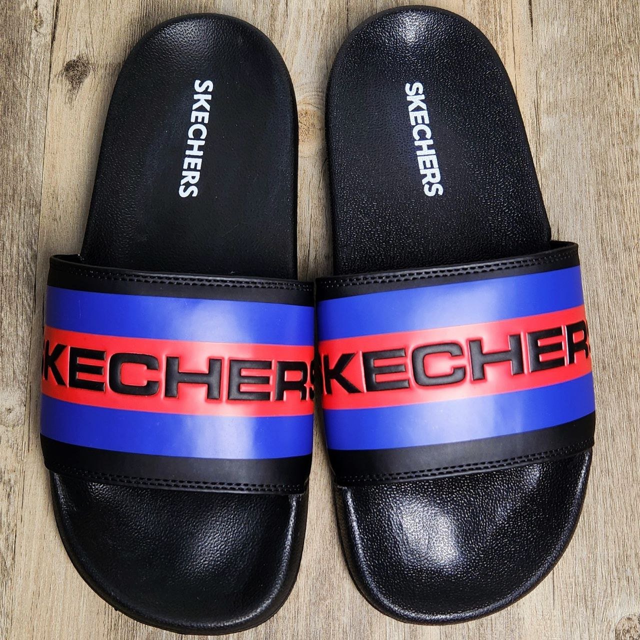 Dép Skechers Unisex Slide BS Black/Red