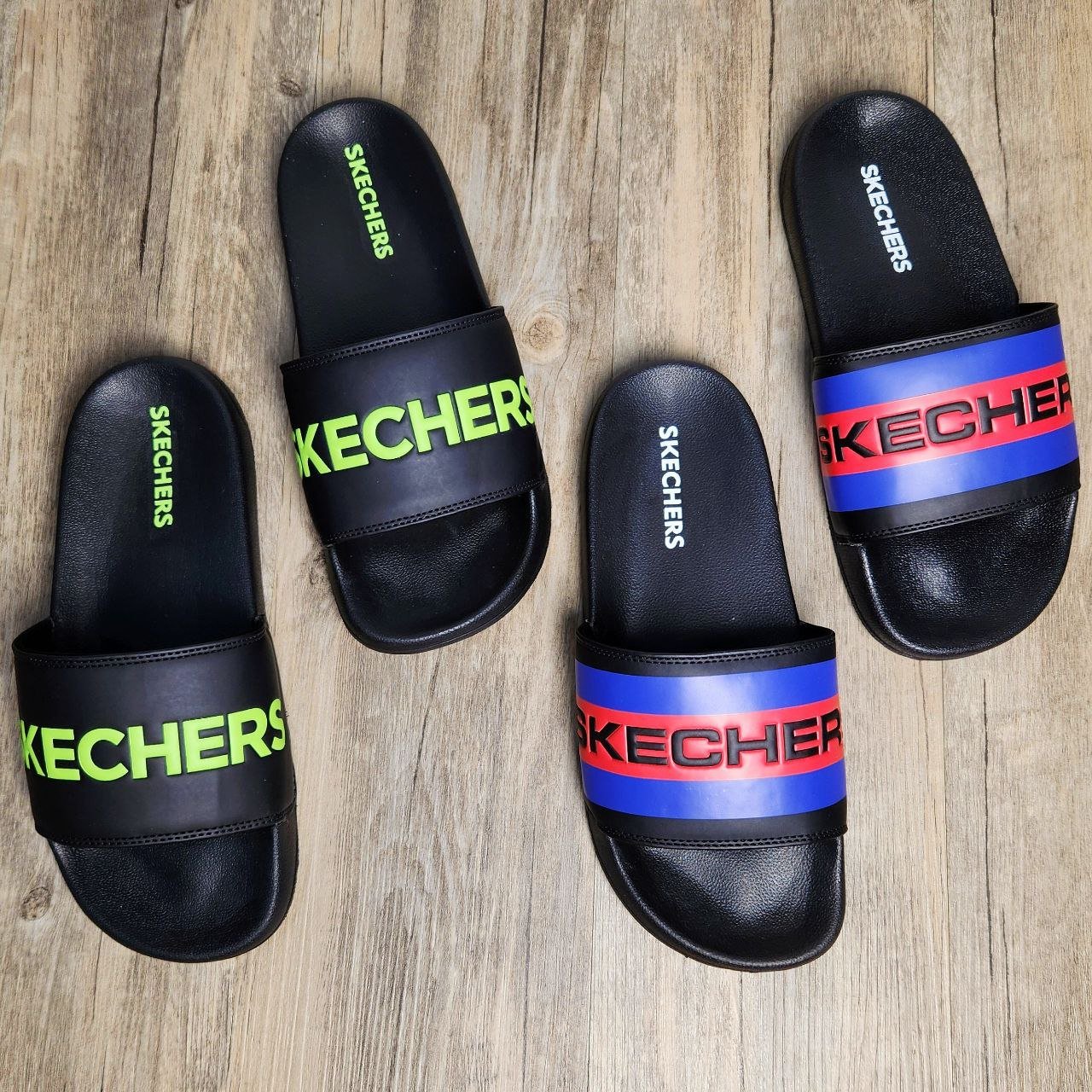 Dép Skechers Unisex Slide BS Black/Red