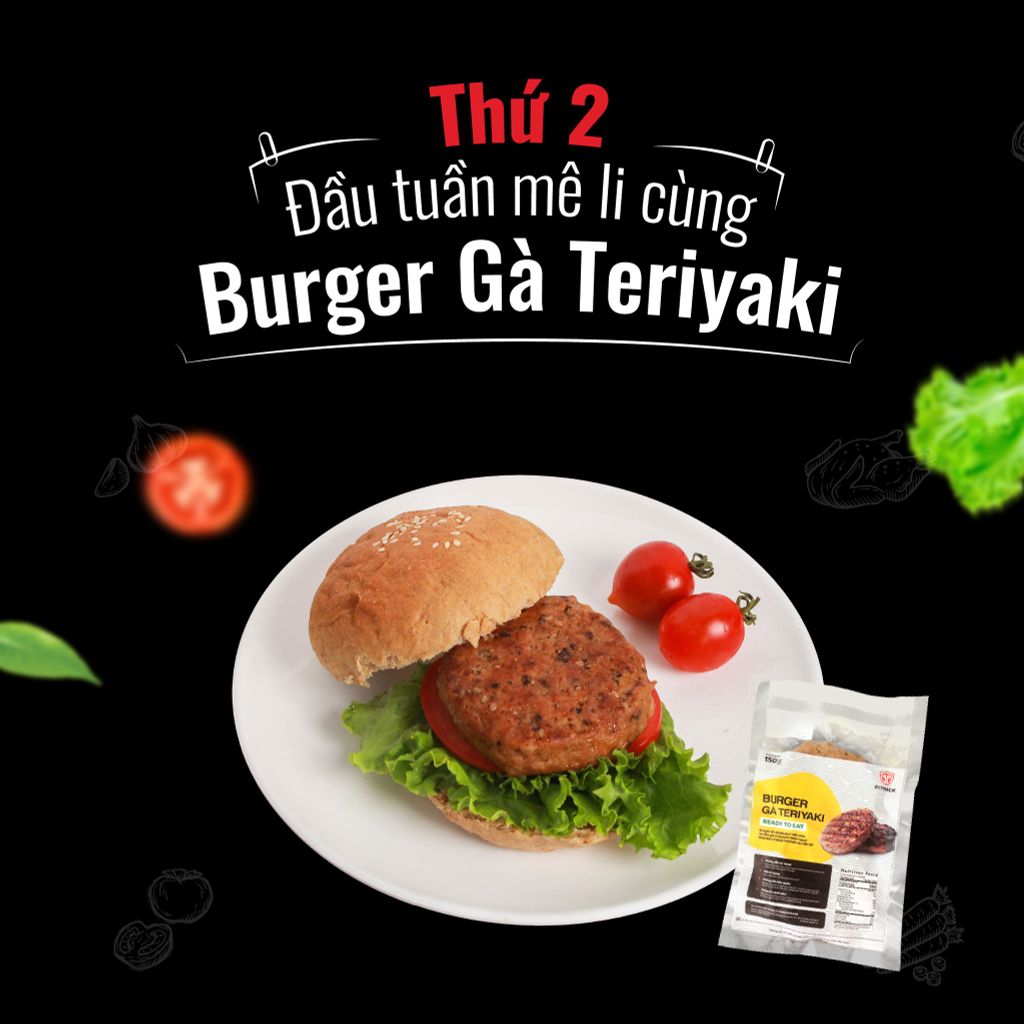 COMBO 5 GÓI BURGER GÀ TERIYAKI ĂN LIỀN FITPACK 150G