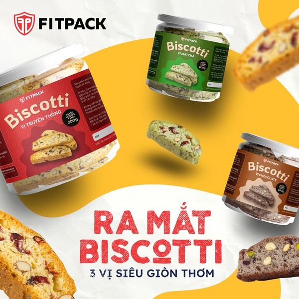 BISCOTTI nguyên cám giảm cân ăn kiêng 3 vị Fitpack