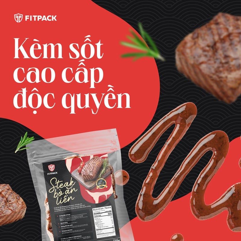 Beefsteak ăn liền (Ready To Eat) siêu mềm chuẩn Nhà hàng Âu Fitpack