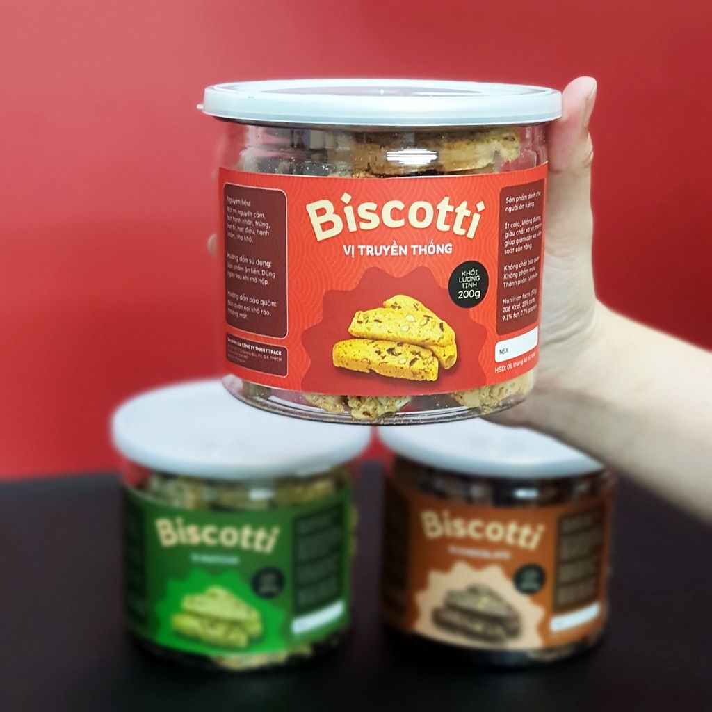 BISCOTTI nguyên cám giảm cân ăn kiêng 3 vị Fitpack