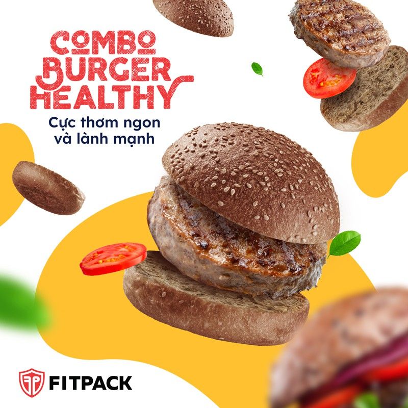 SET 02 Burger Gà TERIYAKI Healthy eatclean (02 nhân burger gà kèm 02 vỏ bánh burger nguyên cám)