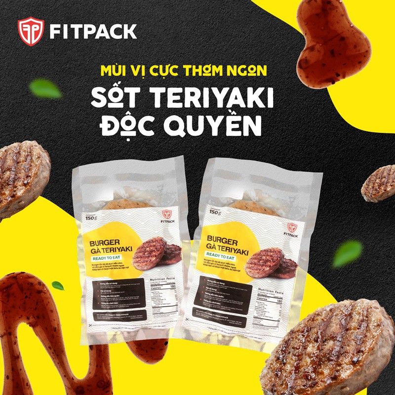 BURGER Gà Teriyaki ăn liền Fitpack 150g