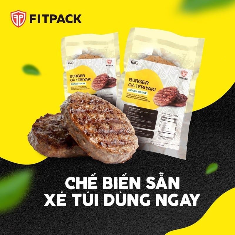 BURGER Gà Teriyaki ăn liền Fitpack 150g