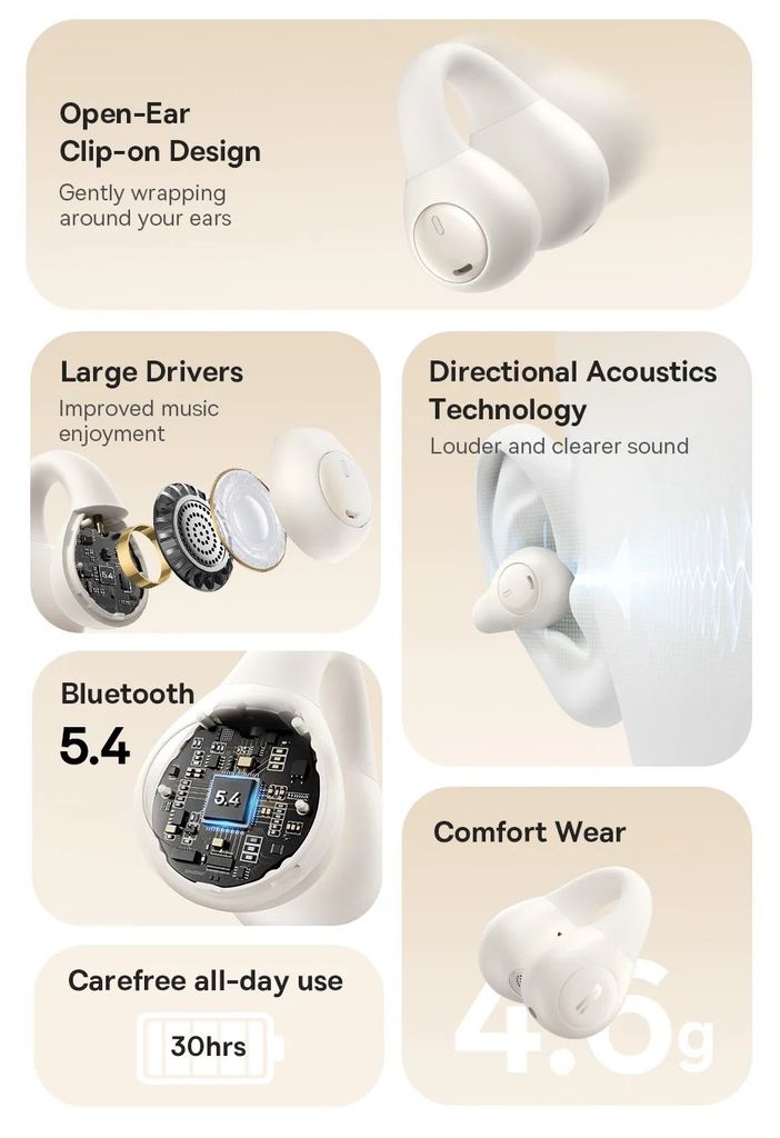 ** Tai nghe Bluetooth Baseus Bass 15 Clip Open