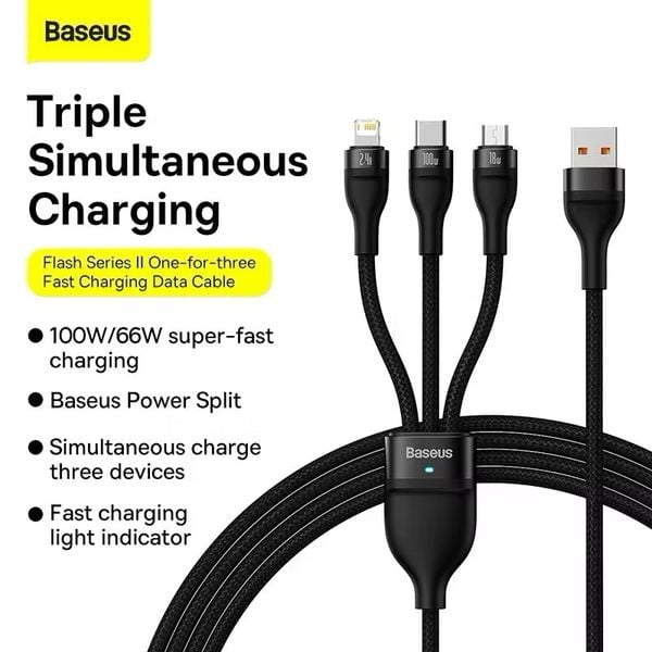 Cáp 3 in 1 Baseus 66W 1.2m