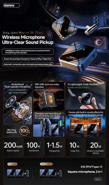 Micro cài áo Remax K12 2 Mic cổng IP
