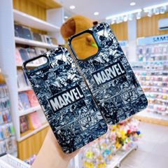 Ốp IP 13 Pro Max nhám bạc vân hình Marvel