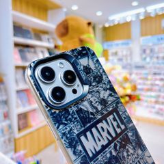 Ốp IP 15 Pro Max nhám bạc vân hình Marvel