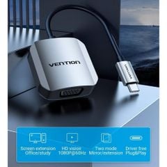 ** Cáp chuyển Type C ra Vga Vention 15cm