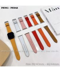 Dây AW da thật màu trơn mặt trong nâu size 42/44