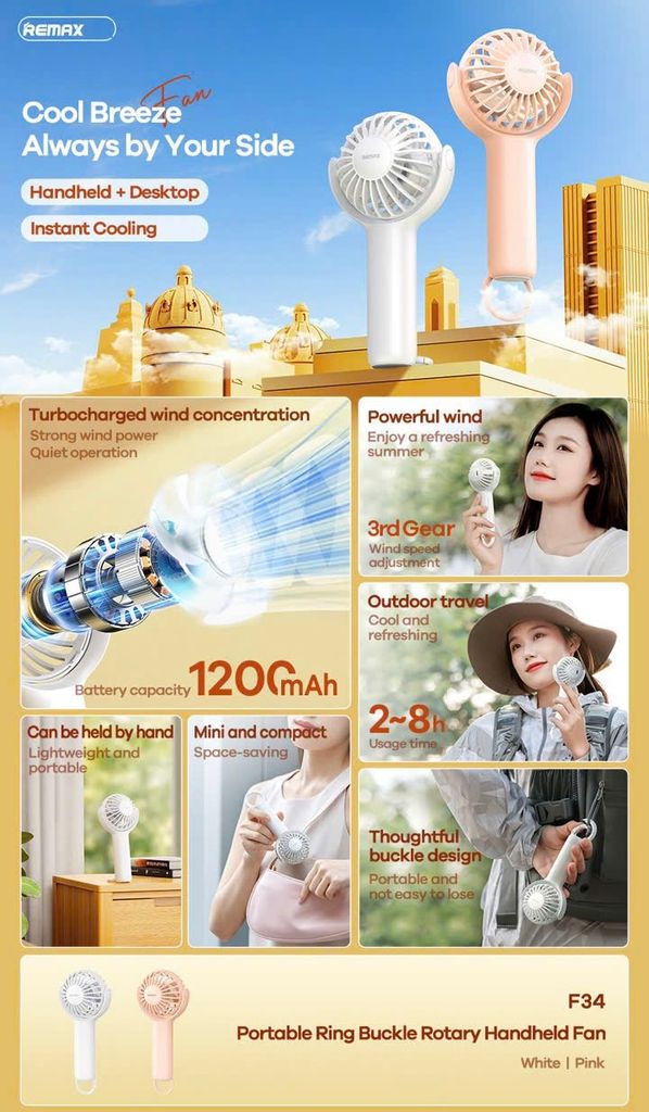 Quạt cầm tay Remax F34