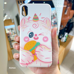 Ốp IP Xs Max yêu tinh hồng đội nón má trái tim vân da sần