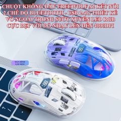 Chuột không dây + BT Freewolf A2 trong suốt