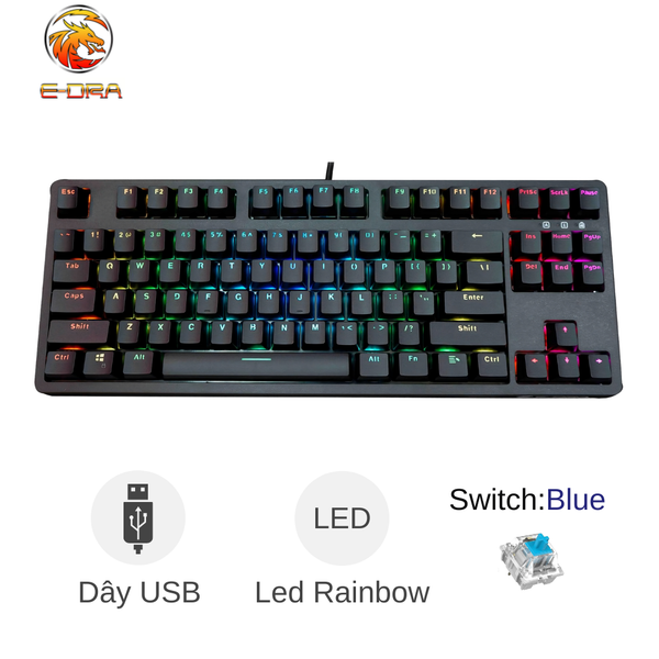 ** Bàn phím cơ EDra EK387 led RGB