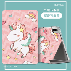 Bao da Ipad 10.2 inch/10.5 inch in Unicorn nền hồng