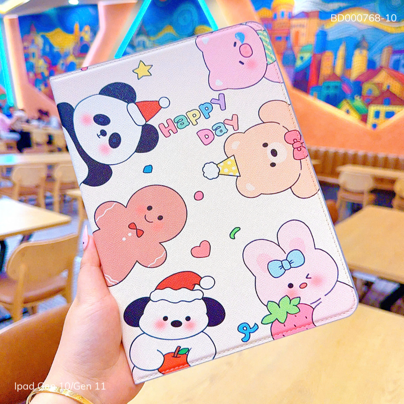 Bao da Ipad Gen 10/Gen 11 vân da sần cute