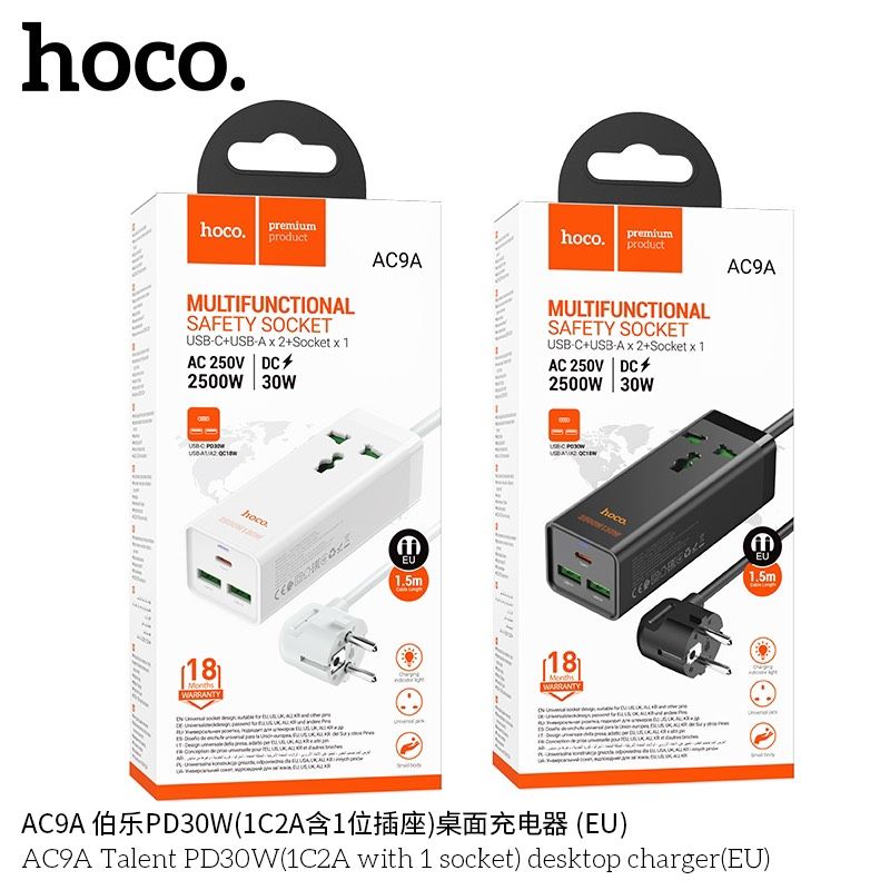 Ổ điện Hoco AC9A 2U + 1C 30W