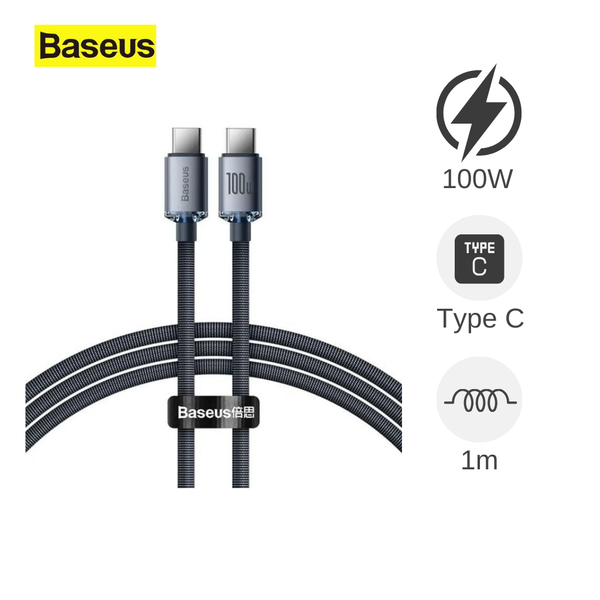 Cáp Type C to Type C Baseus Crystal 100W 2m