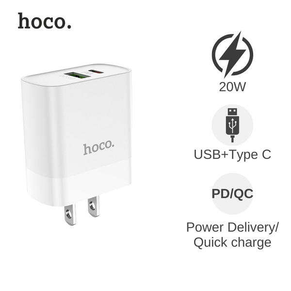 Cóc sạc Hoco C80/C80 Plus 1USB+1typeC 20W