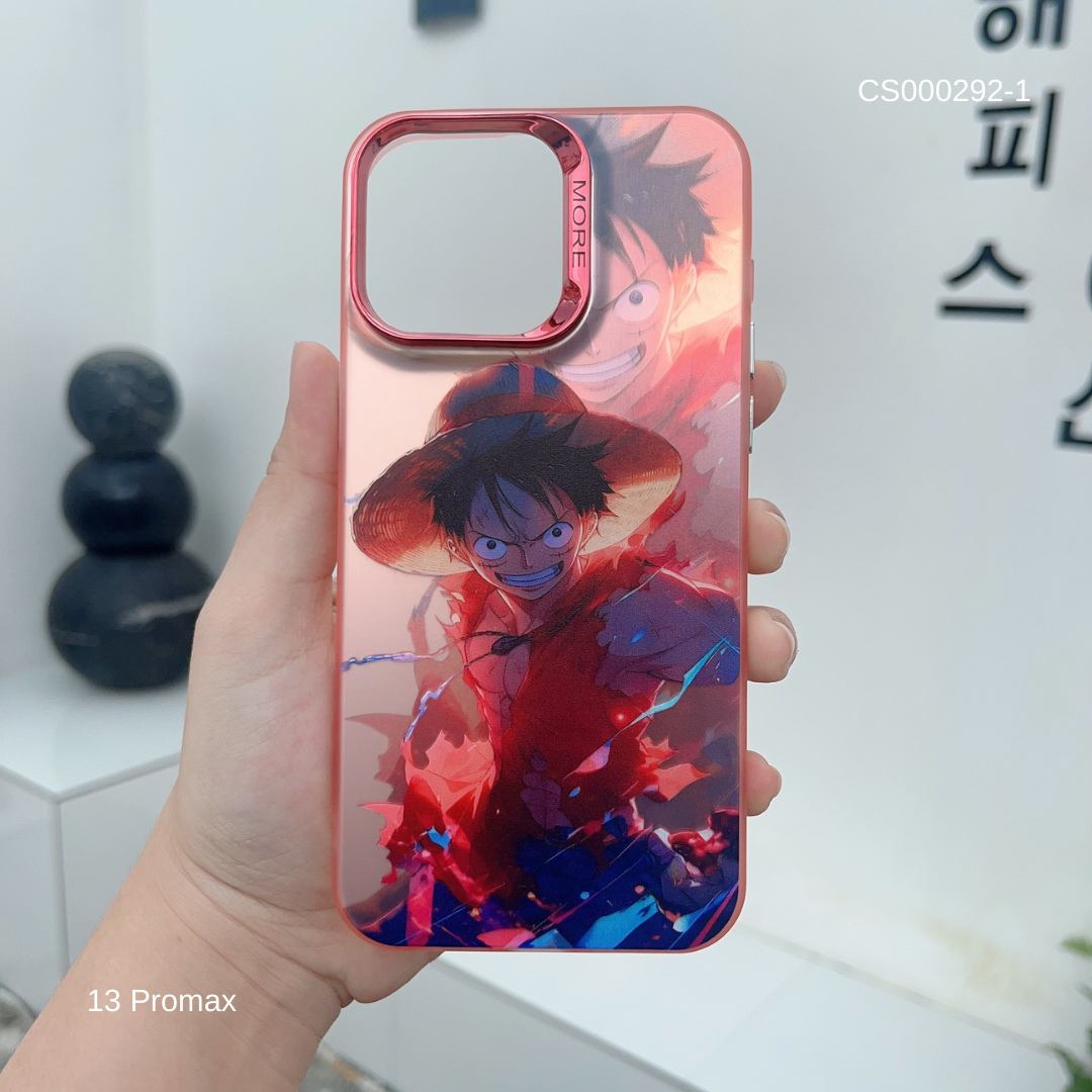 Ốp IP 13 Pro Max hình Luffy viền ánh kim in 3D