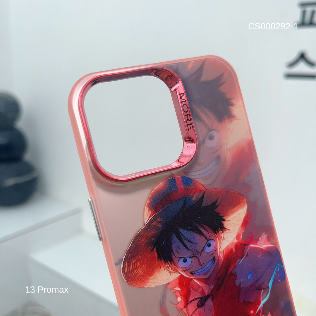 Ốp IP 13 Pro Max hình Luffy viền ánh kim in 3D