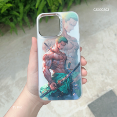 ** Ốp IP 15 Pro hình Zoro viền ánh kim in 3D