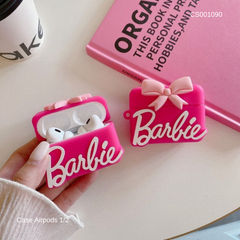 ** Case Airpods 1/2 silicon chữ Barbie kèm nơ hồng