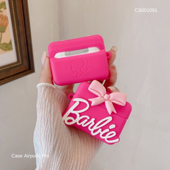 ** Case Airpods Pro silicon chữ Barbie kèm nơ hồng