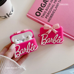 ** Case Airpods Pro silicon chữ Barbie kèm nơ hồng