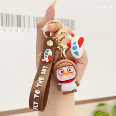 Móc khoá Vịt đội nón Nâu đeo kính tròn