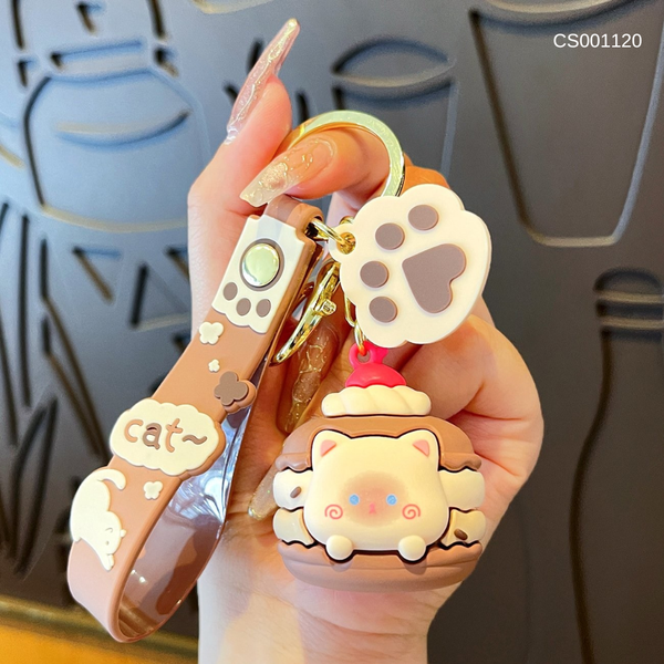 Móc khoá Thỏ bánh quy macaron nâu